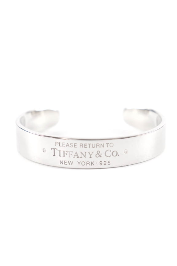 Pre-Owned TIFFANY&Co. Tiffany & Co. Return to AG925 Diamond RTT Narrow Cuff Bangle Silver S...