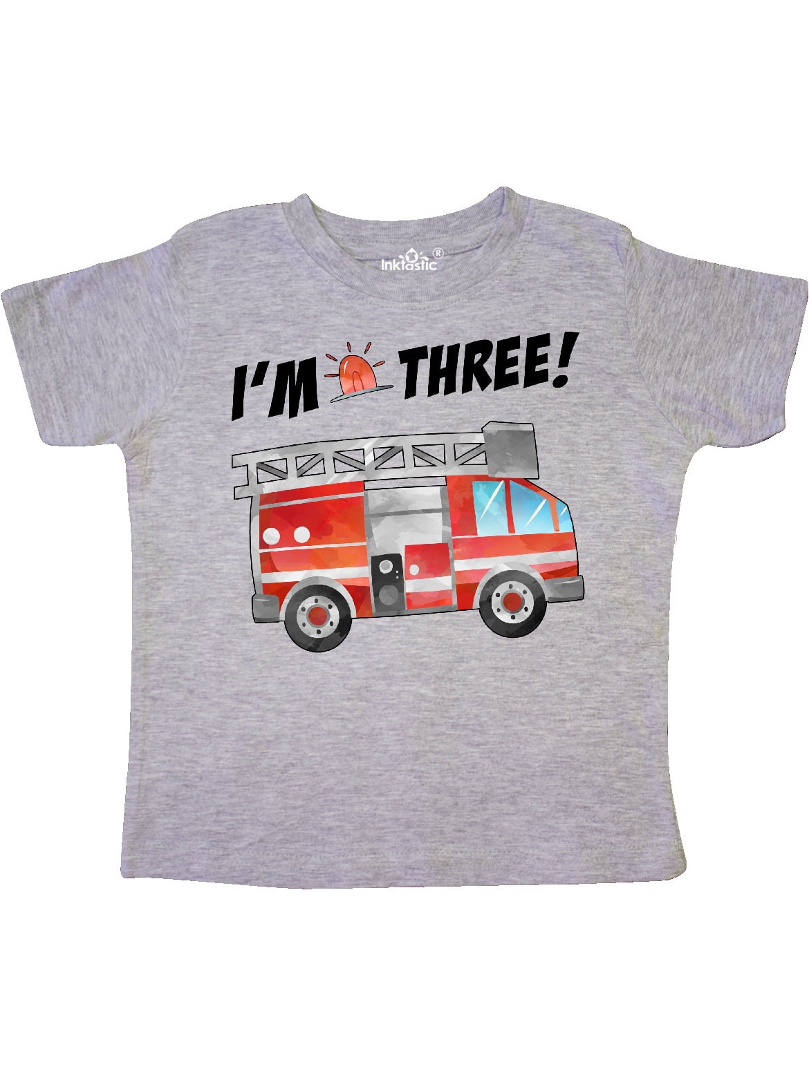 INKtastic Inktastic I'm 3 Fire Truck 3rd Birthday Toddler Short