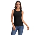 thumbnail image 5 of Women's Slim Fit Ribbed Knit Racerback Tank Tops 2-Pack Crew Neck Sleeveless Shirts Black/Green, 5 of 7