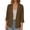 Brown 13, variant on Karymi Rain Coats for Women Solid Linen Blend 3/4 Rolled Sleeve Blazer Jacket, Lapel Three Button Open Front Casual Suit Coat with Patch Side Pockets Rain Coats for Women