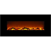 EdenBranch 50” Black Wall Mounted Electric Fireplace w/ Log,Wood Effect