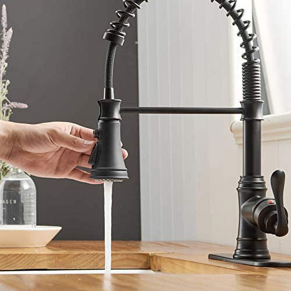 BWE Matte Black High Arc Single Handle Kitchen Sink Faucet