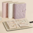 thumbnail image 5 of Travel Jewelry Organizer Case, PU Leather Jewelry Binder Organizer Box Portable Checkered Earrings Storage Bag for Earrings,Necklaces Rings (Pink), 5 of 6