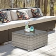 thumbnail image 2 of Outsunny Rattan Garden Coffee Table with Tempered Glass Top, Grey, 2 of 10