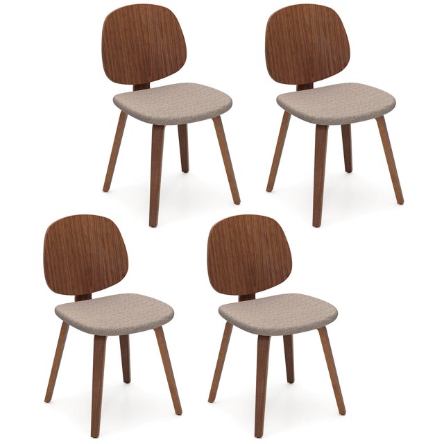 Costway Modern Dining Chair Set of 4 Chenille Kitchen Chair Armless Side Dinette Chairs