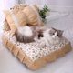 thumbnail image 3 of Cute Bow Cat Dog Bed With Pillow Princess Nest Small Medium Puppy Mattresses Sleeping Mat Detachable Pet Sofa Dog Beds Supplies ShopWise Round, 3 of 9