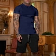 thumbnail image 6 of Zimjoy Men's 2 Pieces Athletic Set Breathable Mesh Short Sleeve T-Shirt & Shorts Lightweight Workout Gym Clothes for Running Navy S, 6 of 7