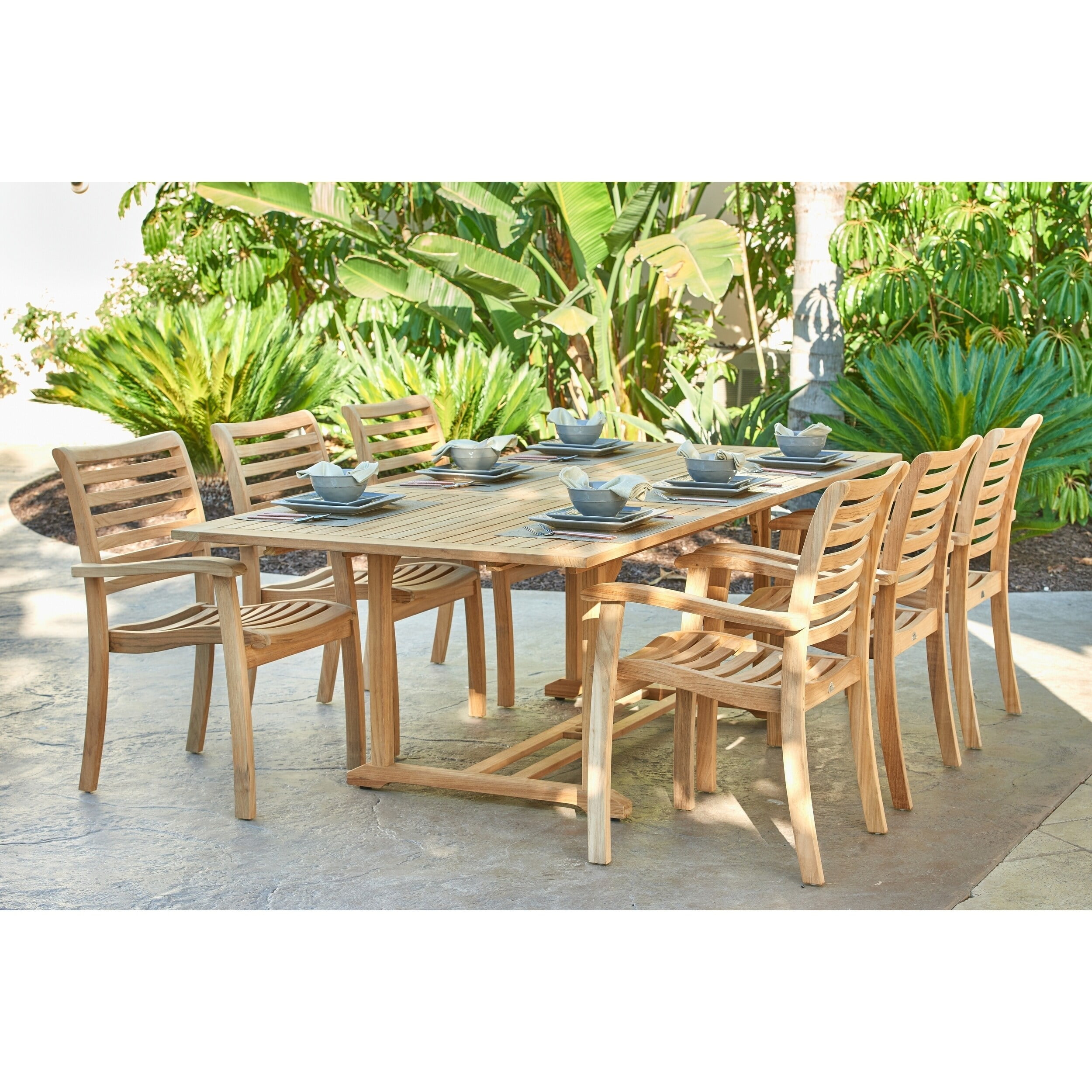 Hiteak Dalton Rectangular Teak Outdoor Dining Table With Extension Teak Outdoor Dining Table