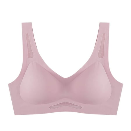 Ousvtion on Sale Bras for Women - Womens Push Up Bra  Removable Padded Bralettes   Wirefree Brassiere   Stretchable Straps Bralette Clearance Pink Large