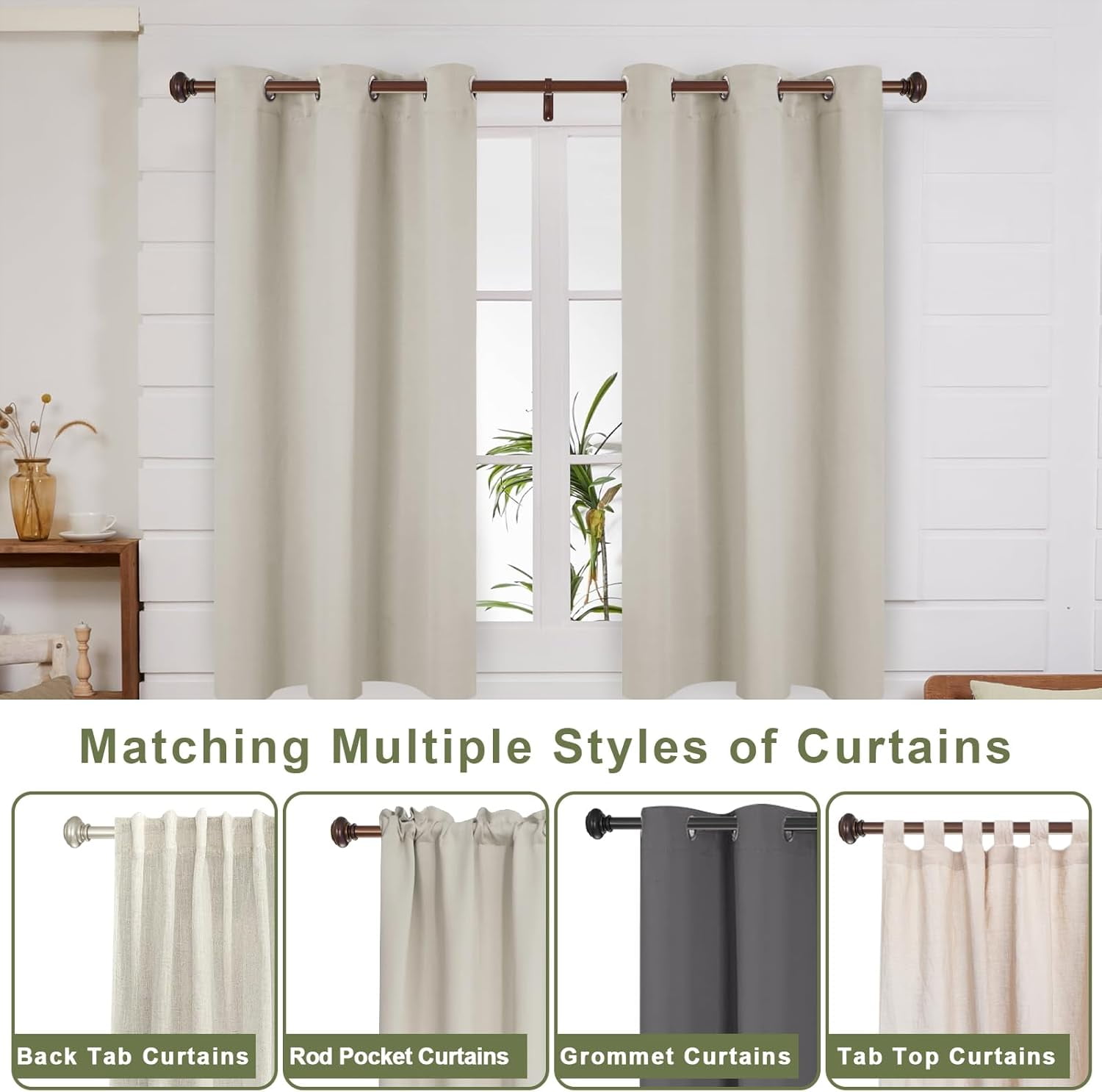 72-144 Inches Curtain Rods for Window, 1 Inch Diameter Drapery Rod with Resin Finials, Ideal Adjustable Heavy Duty Single Curtains Rod for Bedroom, Living Room Decoration, Matte Brown