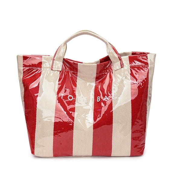 PVC Tote Bag for Women, Letters Print Handbags, Valentine's Day Gift for Her, Plastic Handbag for Shopping
