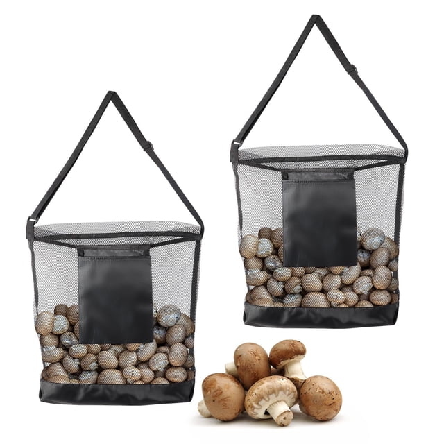 2 Pcs Sac de Cueillette de Champignons : Pochette de Récolte de Fruits en Maille - pour Randonnée Camping Aventures en Plein Air pour Enfants Garçons et Filles
