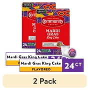 (2 pack) Community Coffee Mardi Gras King Cake Pods for Keurig K-cups 24 Count