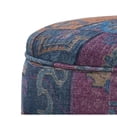 thumbnail image 2 of Saltoro Sherpi Round Fabric Upholstered Wooden Frame Storage Ottoman, Multicolor, 2 of 6