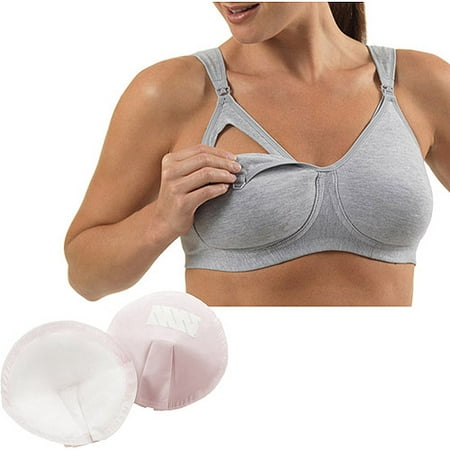 Loving Moments by Leading Lady Maternity Wirefree Sport Nursing Bra & Washable Nursing Pads 6-Pack Value