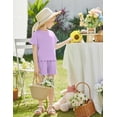 thumbnail image 6 of Arshiner Toddler Girls Summer Outfits Short Sleeves Crewneck Tops and Shorts with Pockets Cute Summer 2 Pieces Short Sets, 6 of 6
