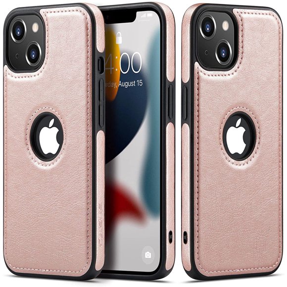 Casus Logo View Compatible with iPhone 13 Case Slim Premium Vegan Leather Classic Luxury Elegant Thin Cover (2021) 6.1" (Rose Gold) Rose Gold -