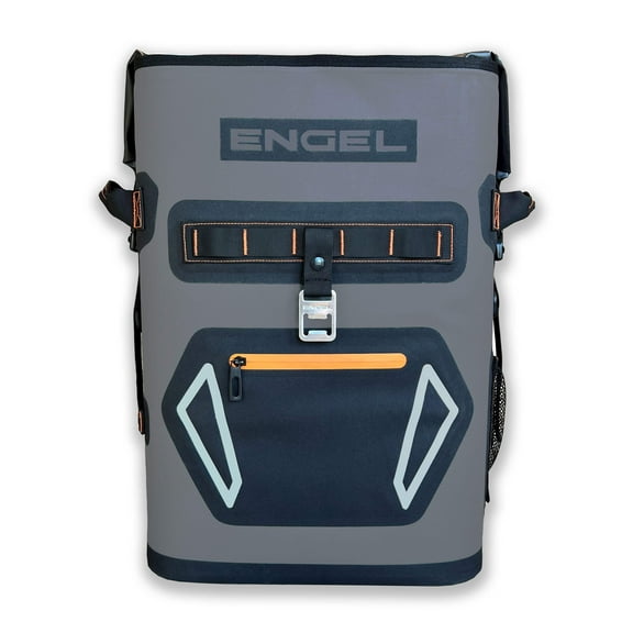 ENGEL 25 Qt Insulated Backpack Cooler BP25 - 24 Cans, Dark Gray/Orange