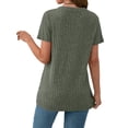 thumbnail image 4 of Fantaslook V Neck Tops for Women Short Sleeve Henry Shirts with Button Dressy Casual Summer Blouses Tops, 4 of 9