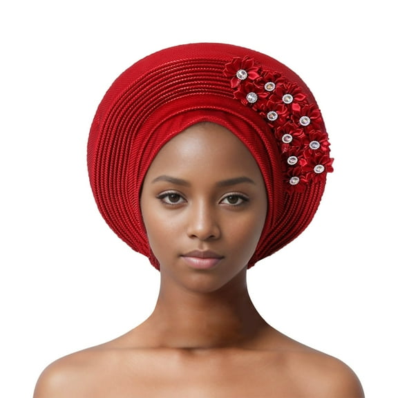 Hauaitttt Auto African Head Tie Of Aso Oke Headwraps Hat Turban Wedding Party Handmade Elegant Hair Wear Cap Women Wool Hat Women Hats for Winter French Bonnets Women Knitted Hat for Women Party Hats