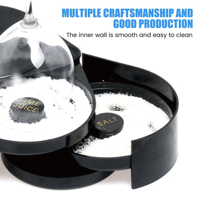 3 Tier Glass Rimmer Margarita and Cocktail Rimmer Foldable and Portable Salt and Sugar Rimming Spice Container Bar Accessories for Home or Professional Bars