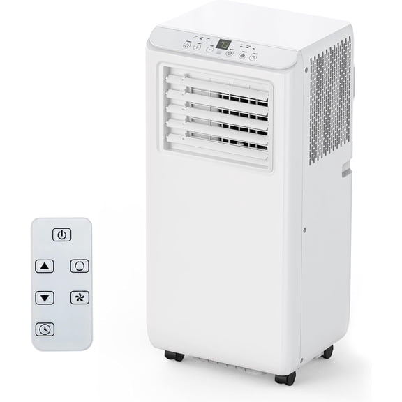 10000 BTU Portable AC with Black Top Cover, Cooling, Dehumidifying & Fan Functions, Ideal for Rooms Up to 400 Sq Ft, Quiet Mode, 24-Hour Timer, Easy Installation & Energy Efficient