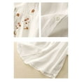thumbnail image 5 of Jxximdong Button Down Shirts for Women, Women's Cotton New Oriental Loose Embroidered Tops Summer Mid Length 3/4 Sleeve Shirt, White Women's Blouses, 5 of 6