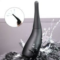 6.7 Oz Anti Back-Flow Anal Douche for Men Women Private Hygienic, Ergonomic Enema Bulb with 4 Shower Holes and Soft Nozzle for Colon Detox and Constipation, Leakproof, Reusable, Silicone, Black