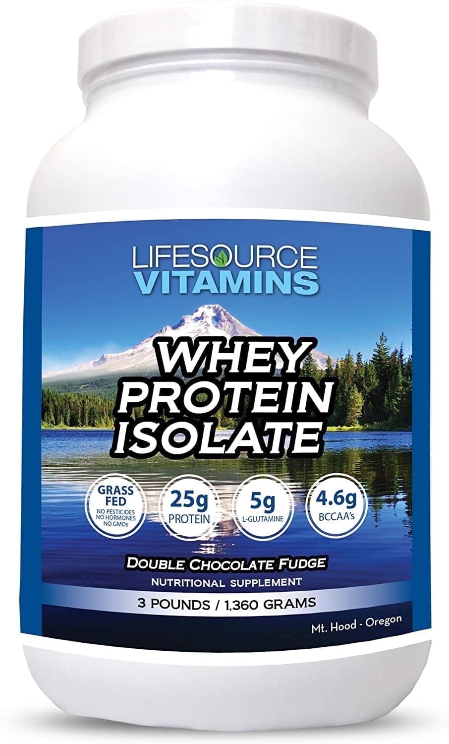 LifeSource Vitamins-US Cows Grass-Fed Whey Protein Isolate-Double Chocolate Fudge w/Stevia 3 lbs