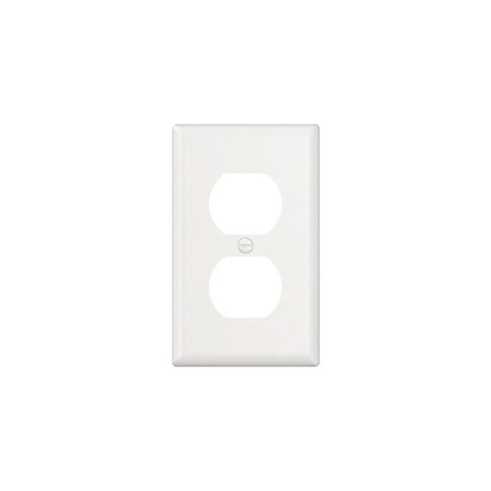 Hyper Tough White Duplex Wall Plate, Impact-Resistant Thermoplastic Mid-Size Cover with Screws
