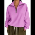 thumbnail image 1 of Sudaderas de Gran Tamaño para Mujer, Suéteres de Otoño, Sudaderas de Moda, Suéteres con Media Cremallera, Ropa de Larga. Rosa Brillante XXXL, 1 of 5