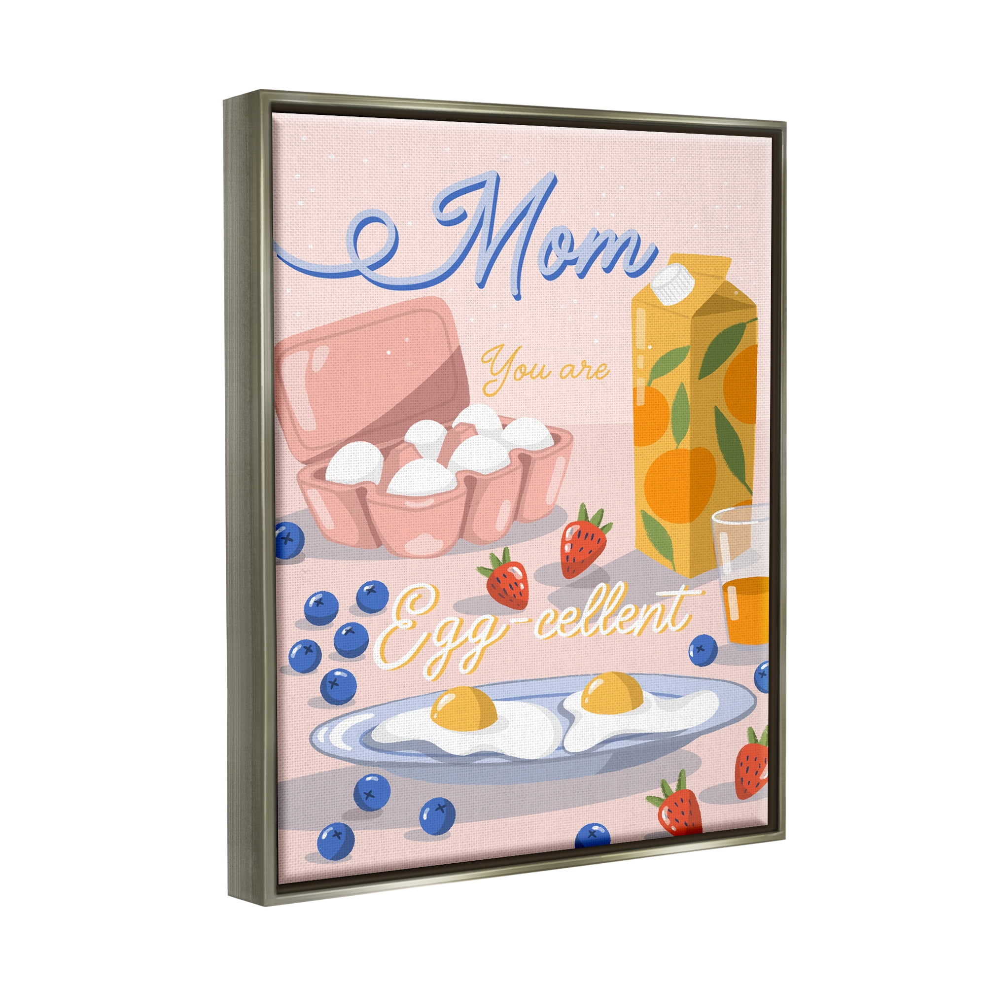Stupell Industries Mom You Are Egg-cellent Phrase Holiday Painting Gray Floater Framed Art Print Wall Art