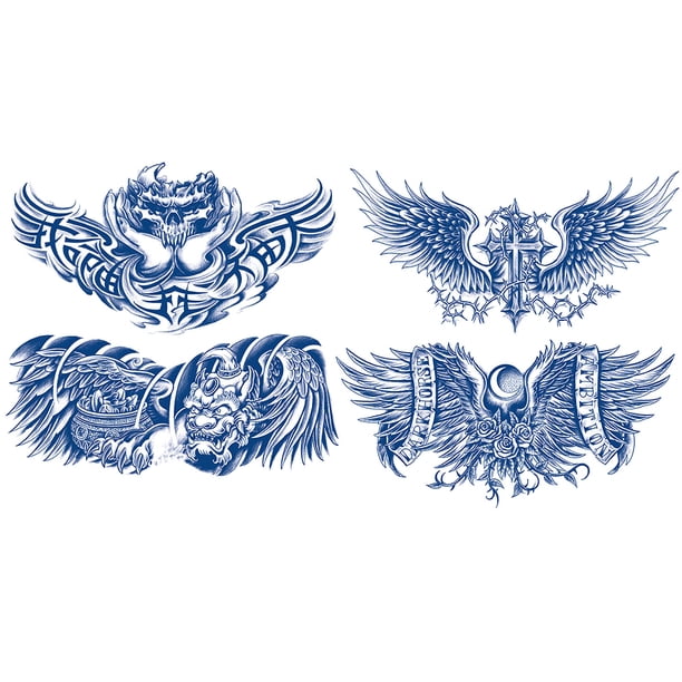 Tatuaje Ángel Tótem Brazo Arte Corporal Tinta Jugo Larga Duración 4 Uds. para Mujer Y Hombre