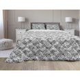thumbnail image 1 of Floral Vintage Comforter & Sham Bedding Set, Digitally Generated Monochrome Flowers on Plain Background, 3 pcs Duvet Set Microfiber Filling Quilt, 5 Sizes, Charcoal Grey and White, by Ambesonne, 1 of 4