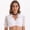 White, variant on Pull-On Blouses & Tops Short Sleeve V-Neck Crop Lace Insert Slim Solid Flounce Casual Romantic Regular Blouses & Tops