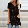 thumbnail image 1 of Jienlioq Hauts Uniques pour Femmes Mode Décontractée Imprimé Court devant et Long derrière Manches Courtes Raglan Col en V, 1 of 5
