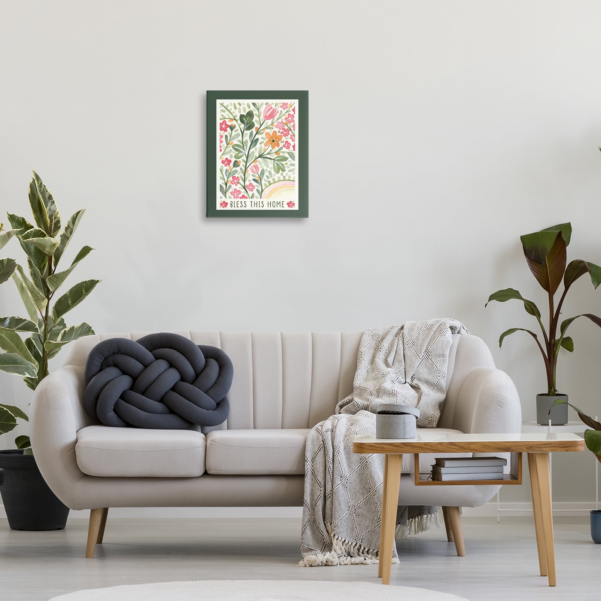 Stupell Industries Floral Bless Phrase Botanical & Floral Painting Gallery Wrapped Canvas Art Print Wall Art, 16 x 20