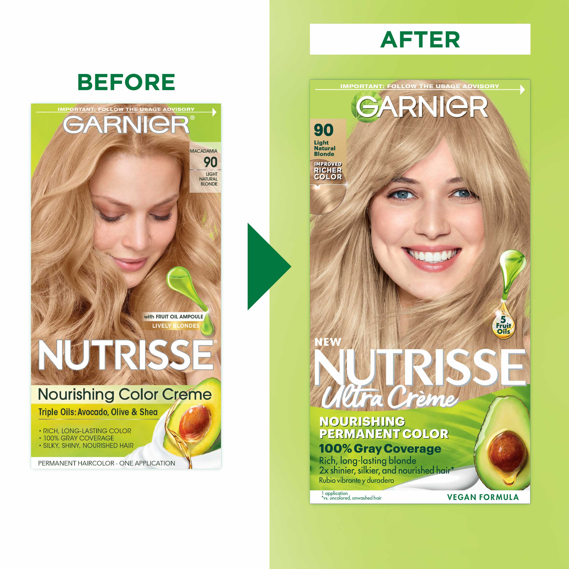 Garnier Nutrisse Nourishing Hair Color Creme, 90 Light Natural Blonde Macadamia - image 3 of 11