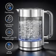 thumbnail image 4 of OVENTE Electric Kettle, 1.7L Double Wall Glass Tea Kettle with Stainless Steel Base, Acrylic Handle, 1500W Cordless Fast Boil Borosilicate Water Boiler, Easy Fill Lid & Auto Shut-Off, Silver KG912S, 4 of 8