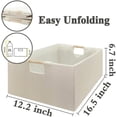 thumbnail image 3 of Fabric Collapsible Storage Bins, 2 Packs Cloth Storage Cubes with Wooden Handles, Stow Home Items Shelf Baskets, Rectangular Storage Basket for Decor, Shelves and Closet Organizer Bins (Beige), 3 of 6