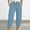Light Blue, variant on Womens Solid Color Cropped Pants Cuffed Ankle with Pockets Relaxed Casual Everyday Outdoor Wear