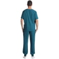 thumbnail image 3 of Just Love Men's 2-Piece V-Neck Medical Scrub Set (Carribean Blue Stretch Fabric, 3X-Large), 3 of 3