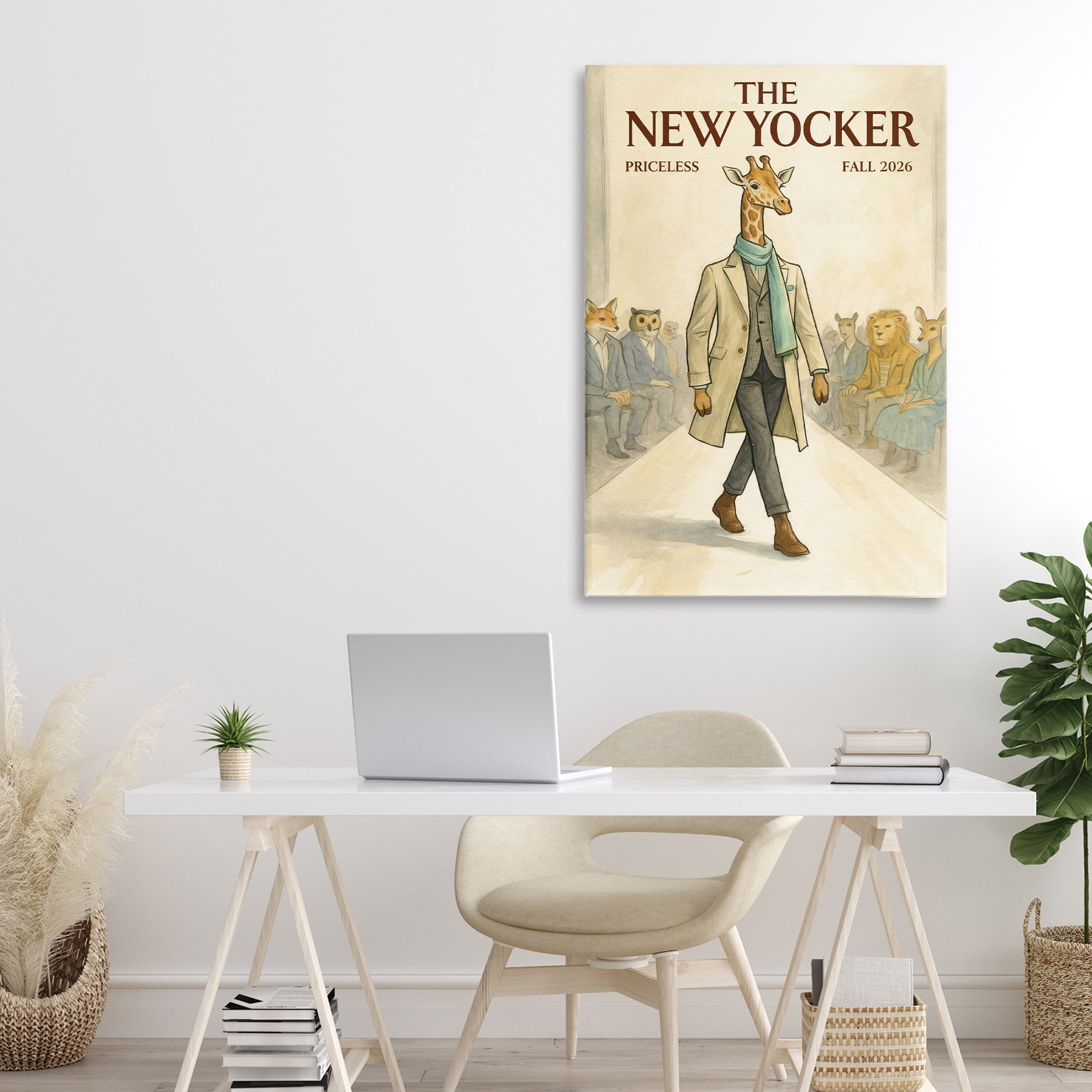 Stupell Industries New Yocker Giraffe Model Canvas Wall Art, design by Grotto Studios