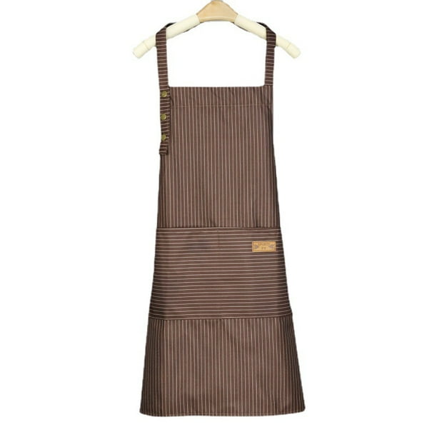 Delantal de poliéster impermeable a rayas con bolsillo para mujer