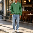 thumbnail image 2 of IAJDKMEK Men's Full Zip Long Sleeve Sweatshirt - Stand Collar Loose Fit, this Zip Up Jacket for Men and Long Sleeve Shirt for Fall,Green M, 2 of 7