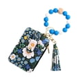 thumbnail image 2 of ID Bag Silicone Bracelet Floral Folding Card Holder Printed Leather Wallet Keychain Compact Travel Accessory -Functional Organizer, 2 of 3