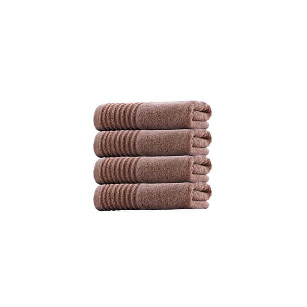 Paño de Lavado de Cara de Color Sólido Hilo Rayado Suave Toalla Absorbente, Poliéster Rosa 35x35cm Conjunto de 4 Toallas de Lavado de Cara Y Baño