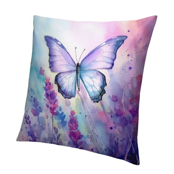 Creowell Purple Lavender Throw Pillow Covers ,Butterfly Pillow Cases Decorative Soft Square Case Home Decor for Sofa Bed Living Room Farmhouse