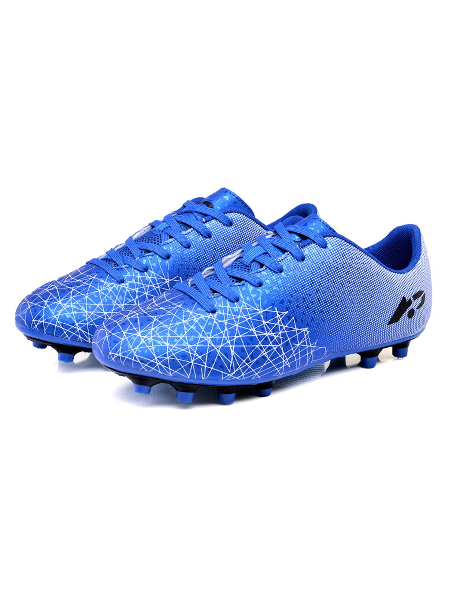 Kids Firm Ground Soccer Cleats Blue FG Outdoor Professional Athletic Football Shoes for Boys and Girls Unisex 4.5 US 