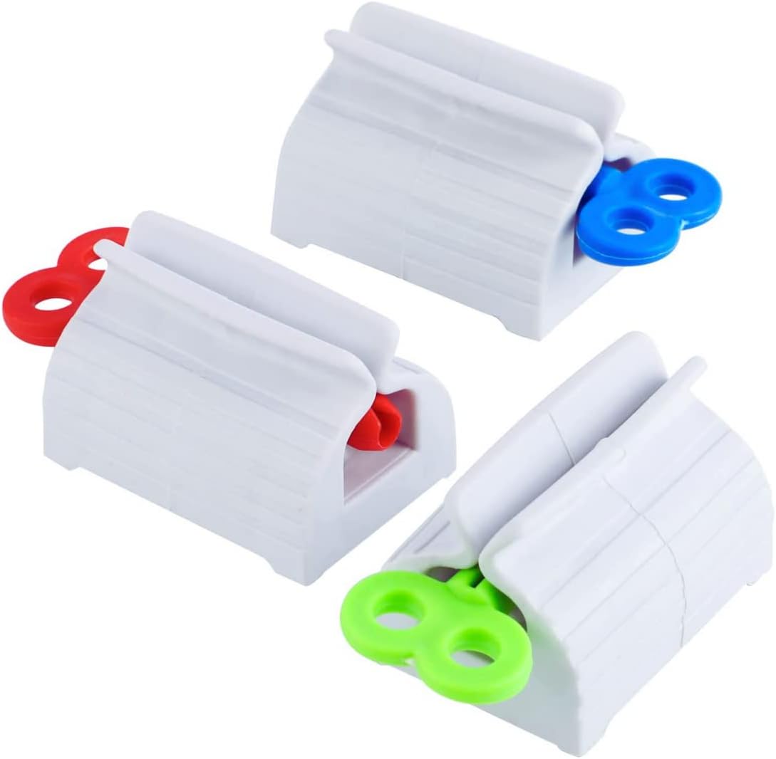 Toothpaste Squeezer & Dispenser Set – Easy Roller Tube Key, Holder Stand – 1, 2, Or 3 Pack (Blue/Green)